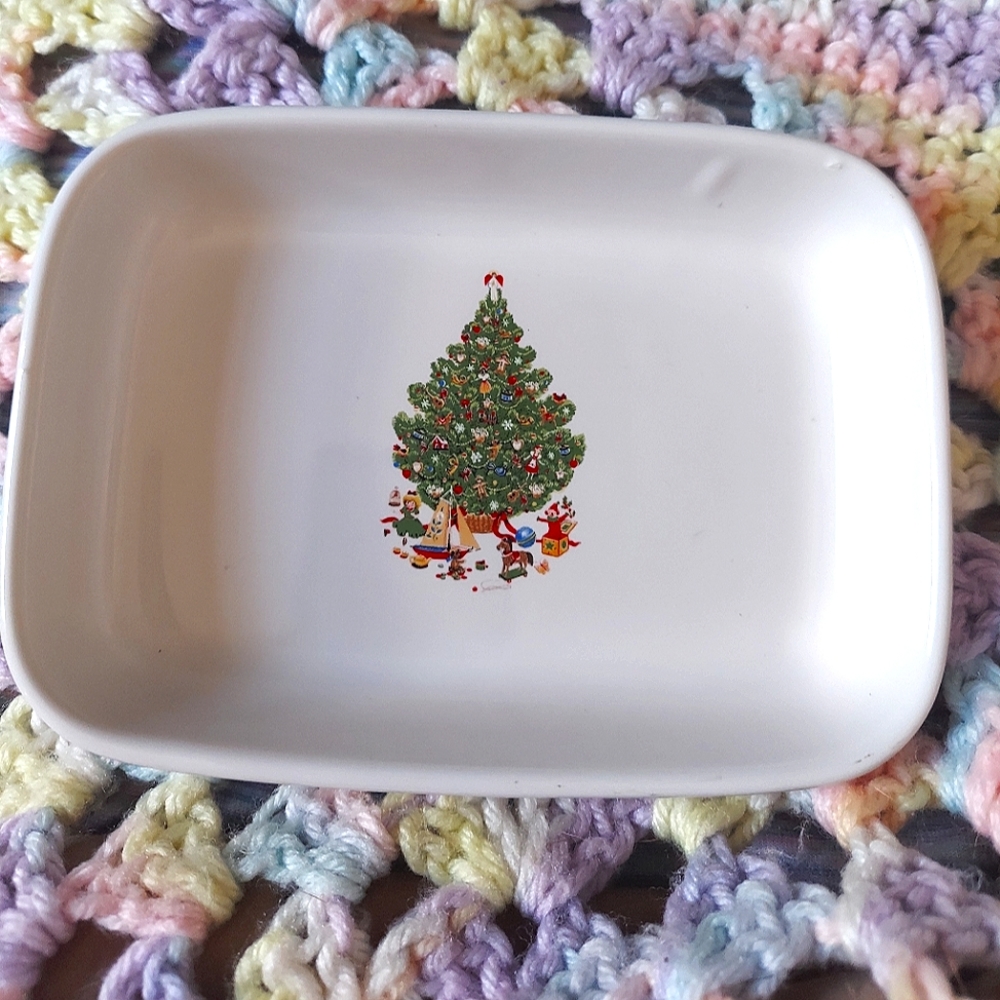 Vtg PFALTZGRAFF Christmas Tree Tray 6"× 2.5"